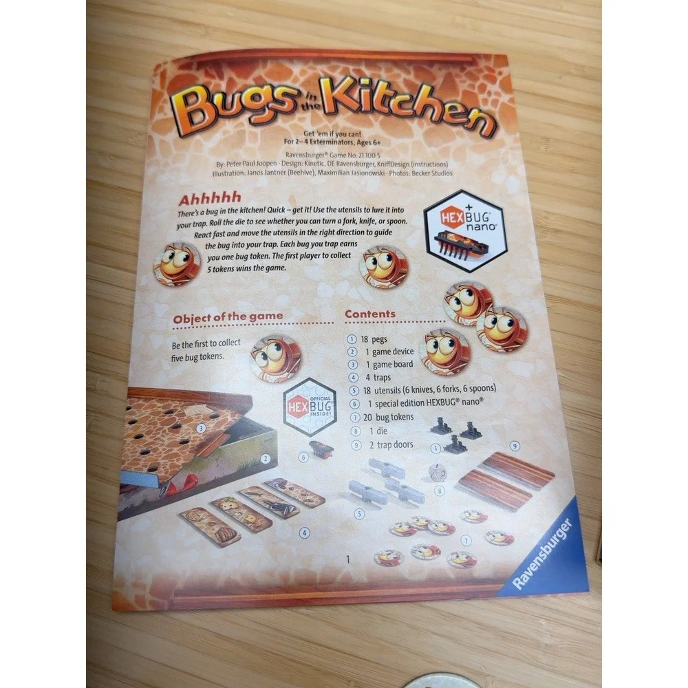 Ravensburger Bugs in the Kitchen HEXBUG Nano Board Game Tested Works Incomplete